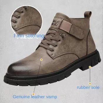 Fashion Natural Leather Men‘s soft sole casual shoes Winter Boots Male Warm Genuine Cow leather Men Snow Boots Comfortable breathable 38