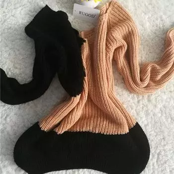 FASHION New 2024 Spring Autumn Knitted Sweater Women Fashion Sexy Black & Brown Patchwork Sweater Female Batwing Sleeve Pullover Feminino One Size