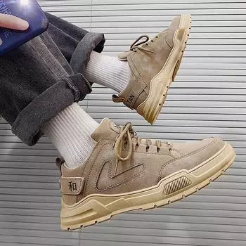 Fashion New 2024Soft Handmade Men s Leather Casual Shoes Men Sneakers Luxury Brand Fashion Platform Sneaker Male Walking Footwear 39 коричневый