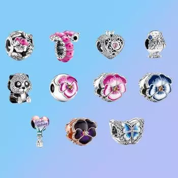 Fashion New 925 Sterling Silver Spring Collection Sparkling Cute Bear Curly Caterpillar Ladies Pendant Fit Bracelet