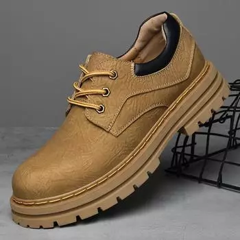 Fashion New Arrival Male Comfortable Outdoor Hiking Shoe 2024 Genuine Leather Fashion Casual Shoes Men All-match for Men Non-Slip Shoes 38 чёрный