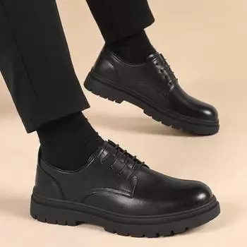 Fashion New Arrival Men s Business Shoes Men Fashion Leather Shoes Lace-Up Oxfords with Pointed Toes Classic Men Footwear for Wedding 38 чёрный