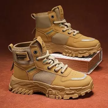 Fashion New Arrival Men s Tooling Boots Casual Ankle Mans Boot Hiking Working Shoe Non-slip Trendy All-match Hard-wearing Male Footwear 39 хаки