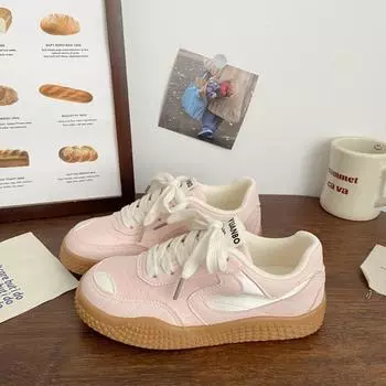 Модные новые осенние туфли для женщин на шнуровке 2024 года, горячая распродажа, легкие нескользящие женские туфли на открытом воздухе из вулканизированной кожи Zapatillas De Mujer 35 розовый
