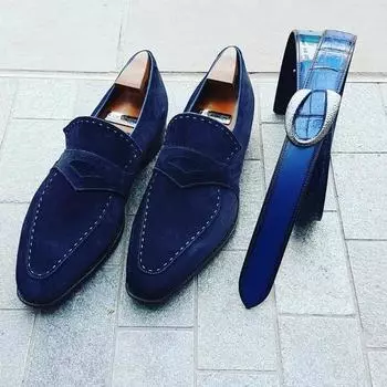 Fashion New Black Flock Loafers Breathable Slip-On Casual Shoes Handmade Men Dress Shoes Zapatillas De Hombre 38 синий