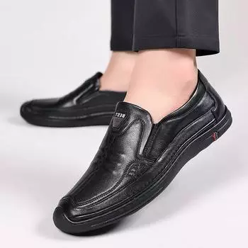 Fashion New British Lace-up Soft-soled Men s Genuine Leather Shoes Casual Shoes Fashion Men s Casual Business Leather Shoes Size 38-48 38 чёрный