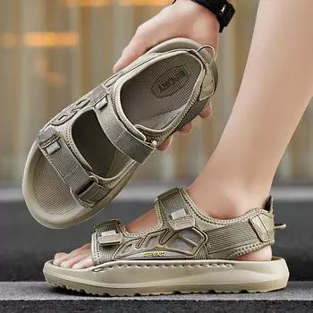 Модные новые повседневные кожаные мужские сандалии быстросохнущие водонепроницаемые туфли для отдыха на природе пляжная летняя обувь нескользящая походная обувь сандалии 39 хаки