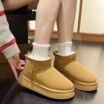 Fashion New Classic Thickened Fluff Women s Snow Boots Comfortable Warm Ankle Boots Women Winter Ladies Shoes Chunky Botas Mujer Size42 36 жёлтый