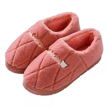 Fashion New cotton slippers autumn and winter indoor home thick-soled warm home non-slip cotton shoes for women pantuflas de mujer 36-37 fit35-36 красный