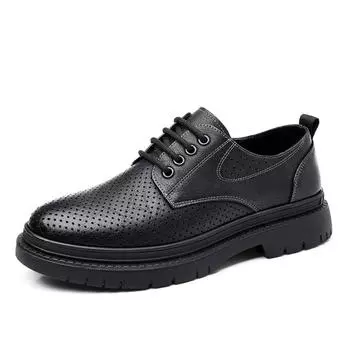 Fashion New Designer Casual Work Shoes for Men Fashion Casual Hallow Out Business Men s Leather Shoes Solid Color Platform Shoe Male 38