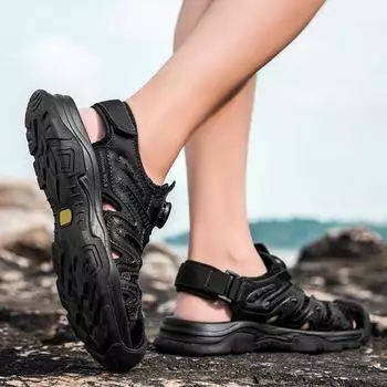 Fashion New designer style men s sandals Casual Shoes Outdoor Men Sandals for Men Beach Shoes comfort Minimalist Shoes Plus Size 38-46 38 бежевый