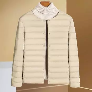 FASHION new down jacket women s short round neck v-neck thermal liner winter collarless slim large size jacket Clothes S светло-фиолетовый