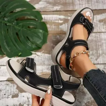 fashion New Elegant Women Genuine Leather Sandals Women s Sport Style Lightweight Plus Size Slippers Women Sandals Plus Size 43 36 синий