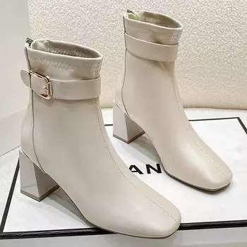 Fashion New fashion Big small Spring Autumn Winter ankle Boots shoes Women zipper short Boots High Heel Women s boots 35 чёрный