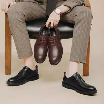 Fashion New Fashion Men s Business Shoes Genuine Leather Classic Shoes Casual Lace-Up for Men Oxfords Male Shoes Men Wedding Dress Shoes 38 коричневый