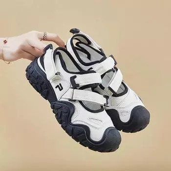 мода Новые модные тенденции женские сандалии 2024 Летние удобные дышащие нескользящие износостойкие плоские сандалии уличные спортивные сандалии 35 бежевый