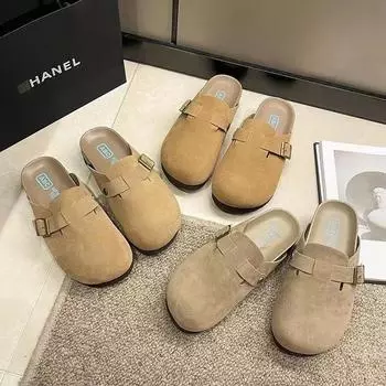 Модные новые модные женские тапочки домашние мюли классические пробковые пляжные тапочки мягкие замшевые тапочки с регулируемой пряжкой 35 малиновый