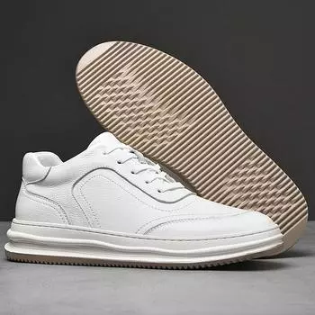 Модные новые белые кроссовки из натуральной кожи для мужчин, скейтборд, мужская повседневная обувь для отдыха и прогулок, мужская обувь для активного отдыха, вулканизированная мужская обувь 37 белый
