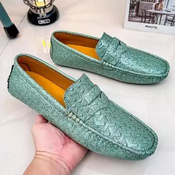 Fashion New Handmade Loafers for Men Casual Leather Shoes Mens Loafers Moccasins Breathable Slip on Big Size 48 Driving Shoes for Men 38 жёлтый