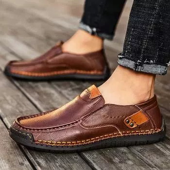Fashion New Handmade Men s Shoes Hot Sale Leather Fashion Shoes Men High Quality Mens All-match Loafers Men s Casual Walking Footwear 38 светло-коричневого