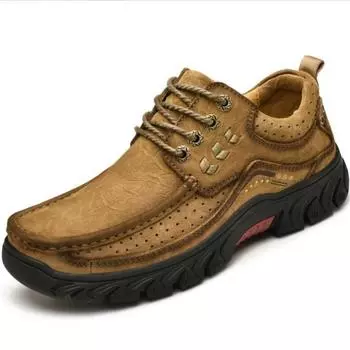 Fashion New High Quality Men s Shoes Genuine Leather Casual Shoes Waterproof Work Shoes Cow Leather Loafers Plus Size 38-46 38 коричневый