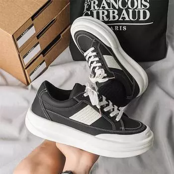 Fashion New High Quality Mens Casual Shoes Luxury Brand Men Sneakers Spring Genuine Leather Shoes Comfy Walking Shoes Outdoor Sport Shoe 38 чёрный