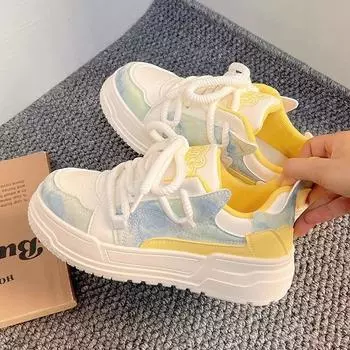 Fashion New Kawaii Blue Pink Sneakers Girls Casual Platform Vulcanized shoes Women College style Lolita Sneakers Korean Designer Flats 35 розовый