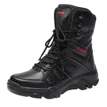 Fashion New large size men s high-top fashion outdoor boots thick soles comfortable anti-slip wear casual men s boots 39