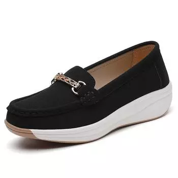 Модные новые женские повседневные туфли большого размера из замши, женские туфли на плоской подошве, спортивная обувь на толстой подошве, женские кроссовки 35