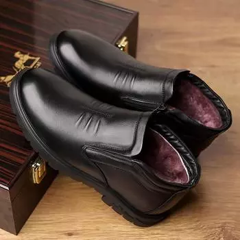 Fashion New Leather Boots Men s Shoes Wool Warm Antiskid High Top Outdoor Sneakers Men s Hiking Shoes Bottes Bota Masculino Botte Homme 38