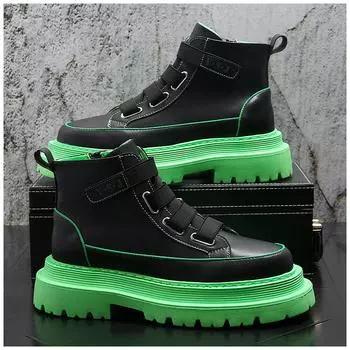 Модные новые кожаные мужские повседневные высокие ботинки мотоциклетные ботинки челси рабочие ботинки для молодых людей Zapatillas Hombre 38