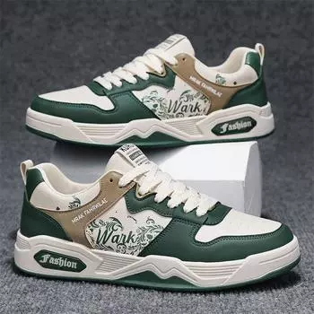 Fashion new leather men s shoes trend platform white shoes board shoes youth students low-top casual shoes sports trend 39 бежевый