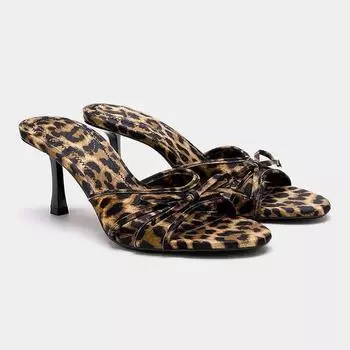 fashion New Leopard Women s Sandals Summer Slingback Heel Sandals Ladies Heeled Sandals Casual Stiletto Leopard High Heels Zapatos Mujer 35 коричневый
