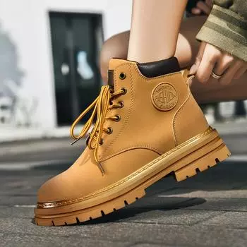 Fashion New Male High Top Walking Shoes Fashion Male Ankle Boots Comfortable Lace-Up Low Top Sneakers High Quality Leather Mens Boots 36