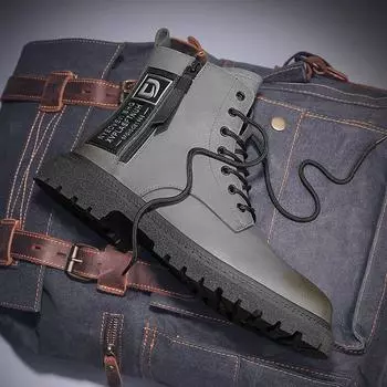 Fashion New Men Boots Autumn Winter Leather Mens Casual Boots High Quality Men Boots Luxury Side Zipper Outdoor Snow boot 38