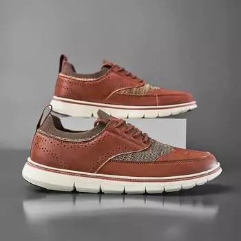 Fashion New Men s Brogue Shoes Lightweight Sneakers Breathable Loafers Business Casual Shoes Spring/Autumn Outdoor Flat Men s Shoes 39 чёрный