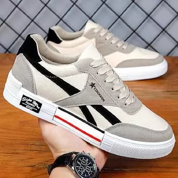 Модные новые мужские модные дышащие туфли на плоской подошве для мужчин, уличные кроссовки, версия трендовой обуви, шнурованные мужские теннисные туфли 39 чёрный