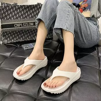 Fashion New Men s Slippers, Thick-soled Beach Flip-flops, Outer Wear Flip-flops Sandals and Slippers Tide Summer Bathroom Non-slip 41-42 белый