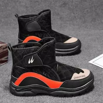 Модные новые мужские зимние ботинки Зимние ботинки с толстой подошвой для мужчин Теплые ботинки Модные универсальные ботинки Толстые плюшевые ботинки для мужчин Хлопковая обувь 39 хаки