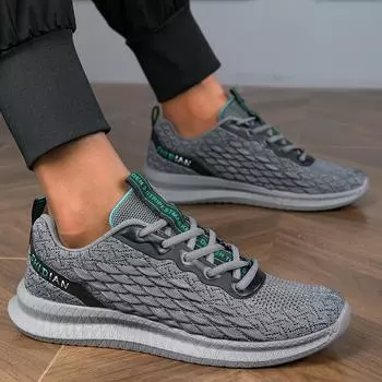 Fashion New Men Sneakers Lightweight Breathable Running Shoes for Men Mesh Summer Lace-Up Outdoor Big Size Sports Shoes Men 39 красный