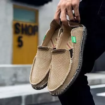 Fashion New Mens Breathable High Quality Casual Shoes Canvas Casual Shoes Slip On Men Fashion Flats US 6.5(EUR 39) синий