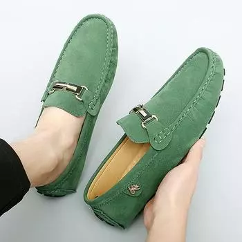 Fashion New Mens Shoes Elegantes Men Loafers Soft Moccasins Spring Autumn Male Leather Shoes Men Slip on Flats Lightweight Driving Shoes 38 красный