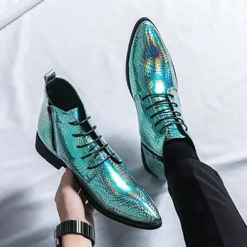 Модная новая мужская деловая обувь с боковой молнией, короткие уличные ботинки, повседневные кожаные мужские ботинки на шнуровке, удобные элегантные ботинки челси 38 чёрный