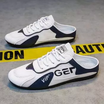 Модные новые тапочки, мужская обувь, сетчатая дышащая повседневная спортивная обувь для мужчин, удобные легкие полутапочки для ходьбы 2024 39 серый