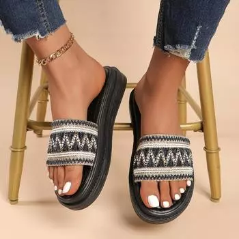 fashion New slippers soft slippers women s fashionable and comfortable flats 2024 luxury sole rubber basic style hollow 35 чёрный