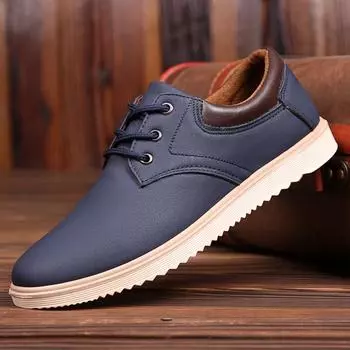 Fashion new spring and summer non-slip work shoes waterproof casual leather shoes versatile trendy shoes 39 хаки