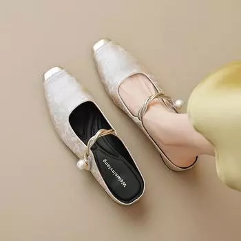 Модные новые весенние женские туфли для отдыха на открытом воздухе в корейском стиле Туфли на высоком каблуке Мюли Женские повседневные туфли Мэри Джейн Одежда для вечеринок и работы Бесплатная доставка 35 армия зеленый