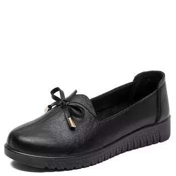 Fashion New Spring Women Shoes Low Top Round Head Loafers Waterproof Soft Leather Shoes Solid Color Versatile Casual Shoes Zapatos Mujer 35 коричневый