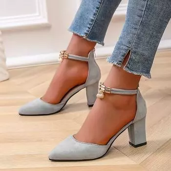 модные босоножки нового стиля, высокие каблуки, замшевые остроносые босоножки, сексуальные высокие каблуки, женская летняя обувь, удобные женские босоножки 34 чёрный