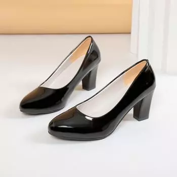 мода Новый стиль Мягкая кожа Низкие туфли Женские туфли-лодочки Остроконечные Небольшие горлышки Одинарные кожаные рабочие карьерные ретро универсальные на высоком каблуке 35 телесный